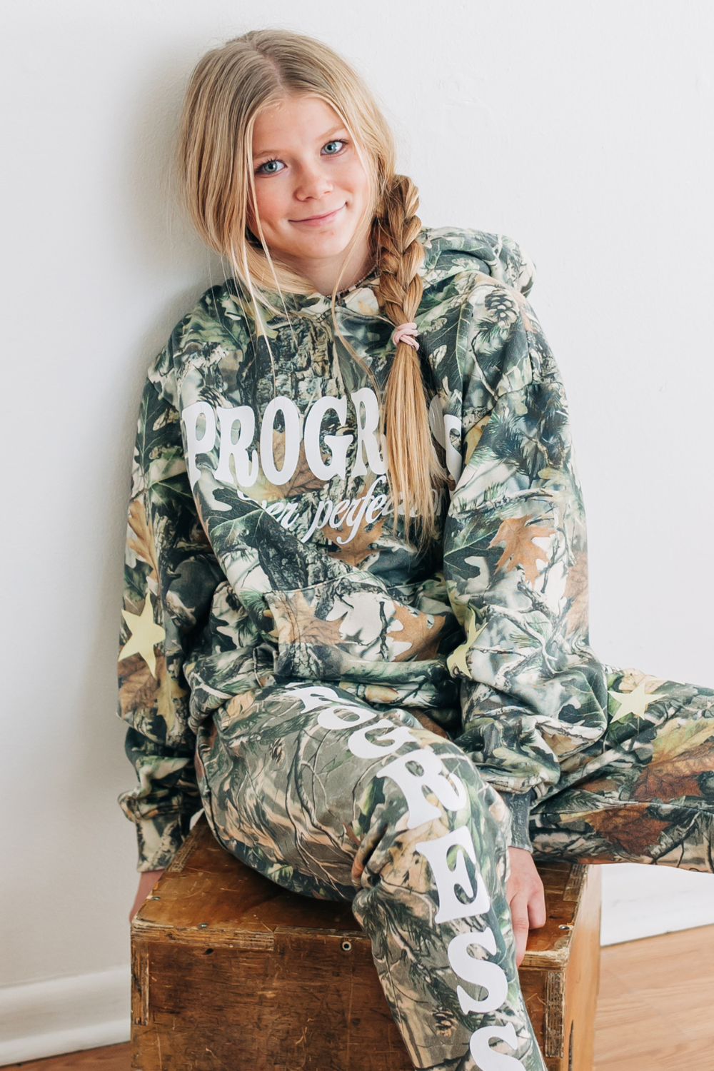 Progress over Perfection Camo Hoodie