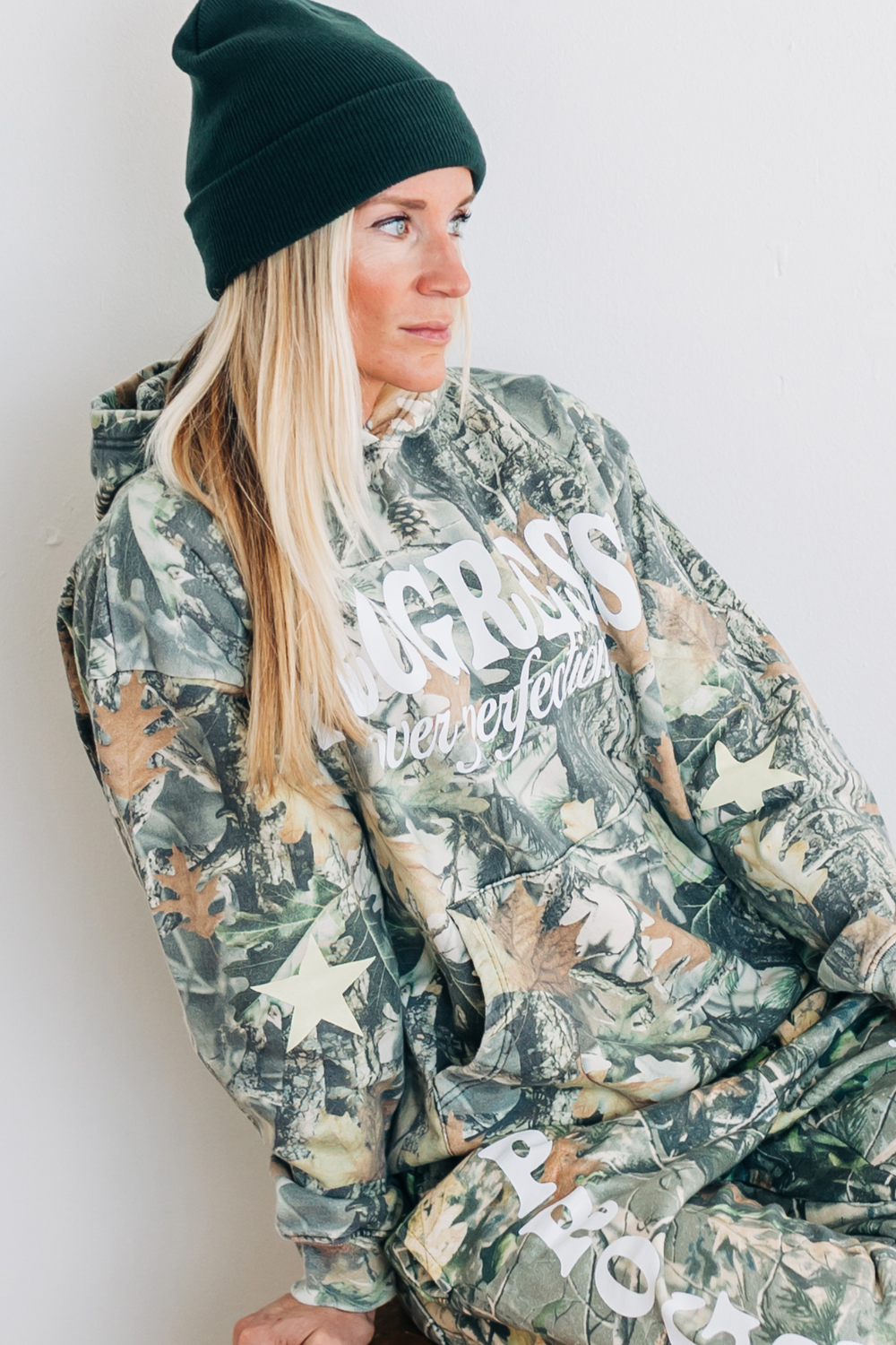 Progress over Perfection Camo Hoodie